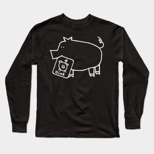 Minimal White Line Cute Pig Self Portrait Long Sleeve T-Shirt